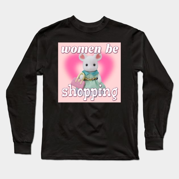 Calico Critter Sylvanian Families Women Be Shopping Mouse Lady Long Sleeve T-Shirt by ellanely